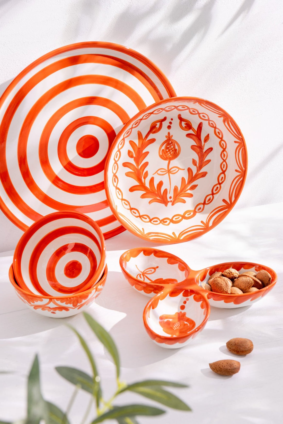 Dinerbord Granada Strepen Oranje/Wit Keramiek J-Line