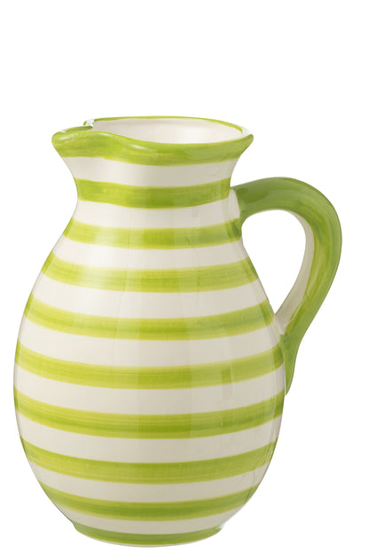Grote Kan Granada Strepen Groen/Wit Keramiek J-Line