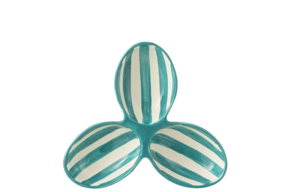 Apero Bakjes Granada Strepen Aqua/Wit Keramiek J-Line