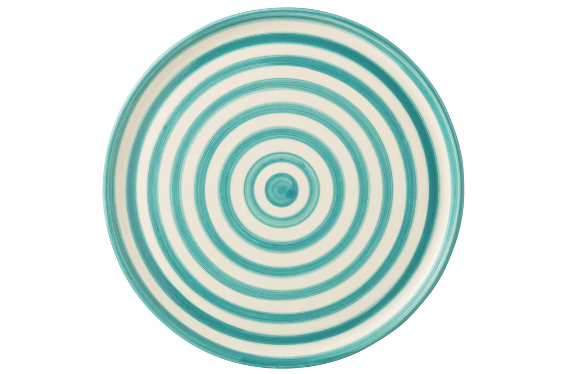 Dinerbord Granada Strepen Aqua/Wit Keramiek J-Line