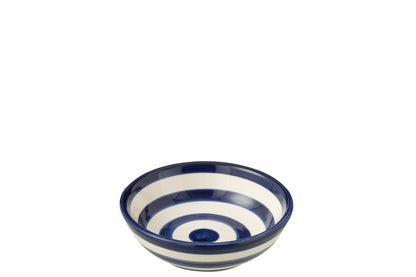 Kleine Lage Kom Granada Strepen Cobalt Blauw/Wit Keramiek J-Line