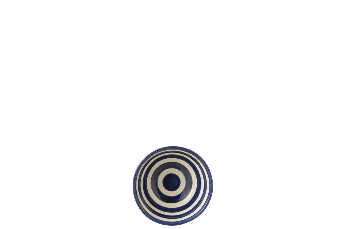 Kleine Hoge Kom Granada Strepen Cobalt Blauw/Wit Keramiek J-Line