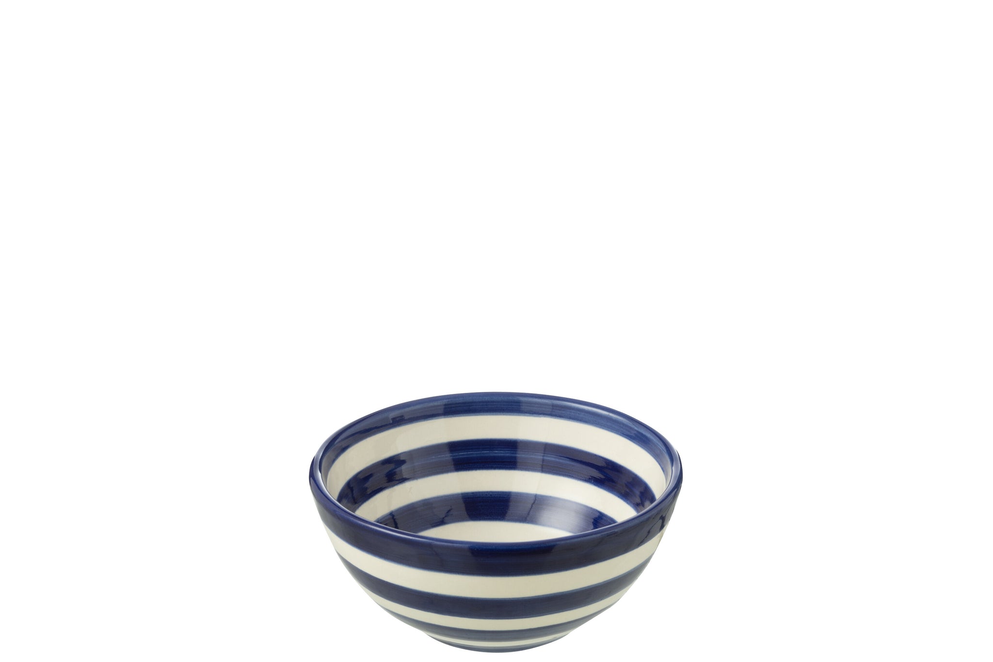 Kleine Hoge Kom Granada Strepen Cobalt Blauw/Wit Keramiek J-Line