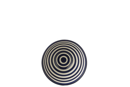 Medium Hoge Kom Granada Strepen Cobalt Blauw/Wit Keramiek J-Line