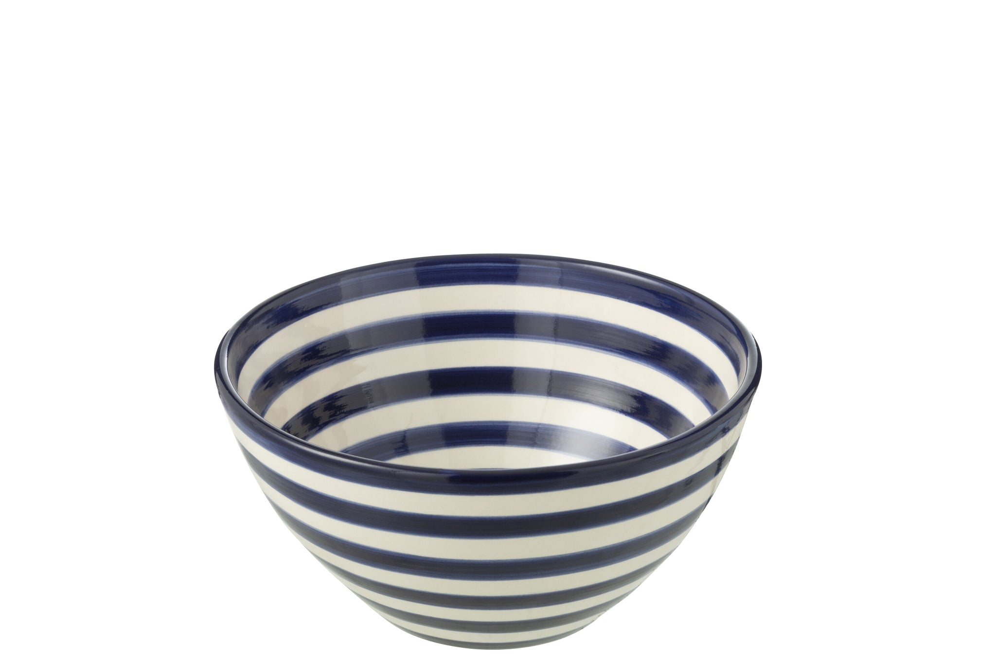 Medium Hoge Kom Granada Strepen Cobalt Blauw/Wit Keramiek J-Line