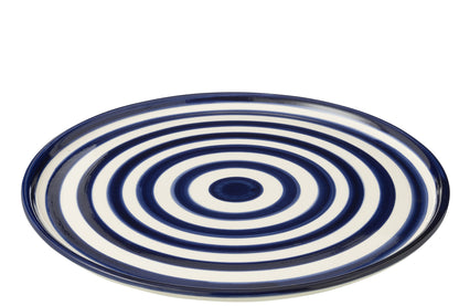 Dinerbord Granada Strepen Cobalt Blauw/Wit Keramiek J-Line