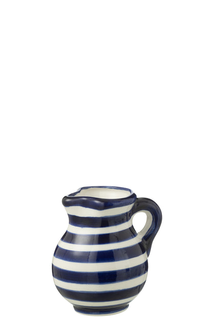 Kleine Kan Granada Strepen Cobalt Blauw/Wit Keramiek J-Line