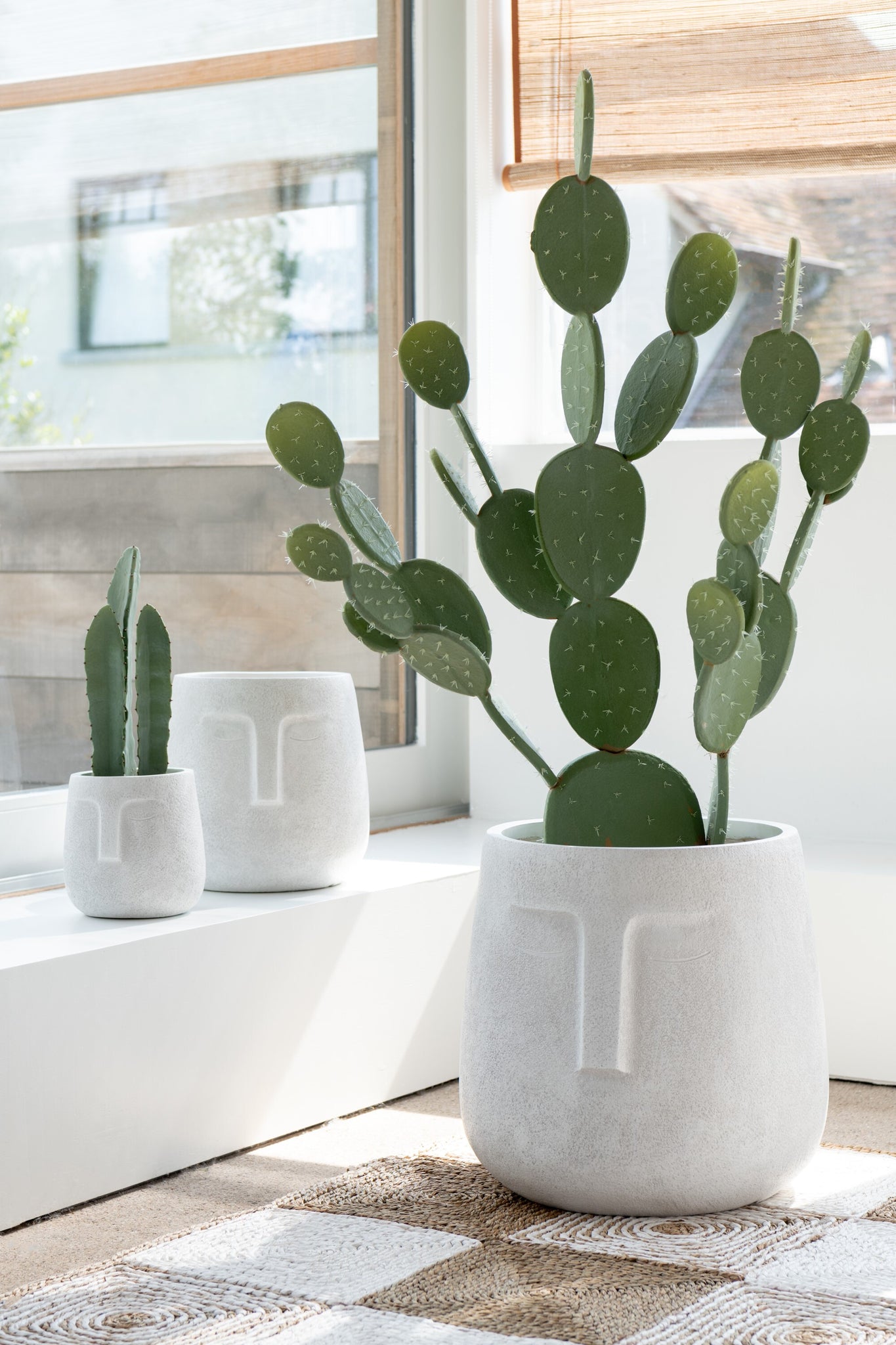 Bloempotten Moai Klei Wit Set van 3