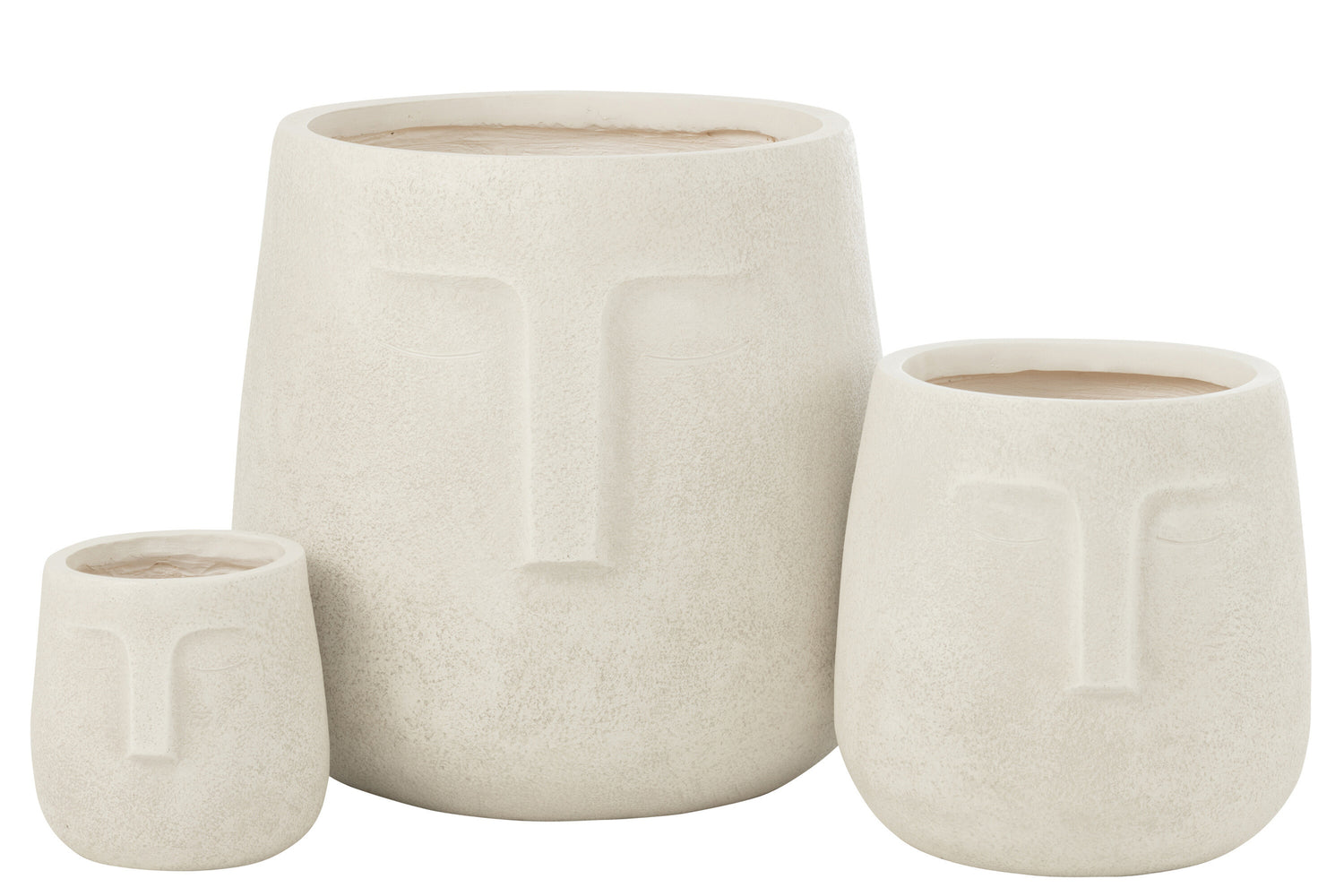 Bloempotten Moai Klei Wit Set van 3