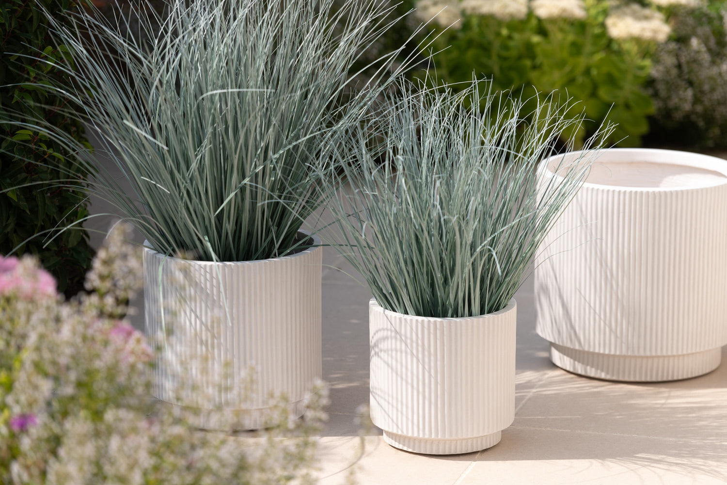 Bloempotten Misty Klei Wit Set van 3 J-Line