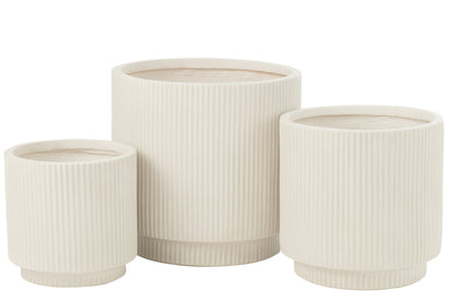Bloempotten Misty Klei Wit Set van 3 J-Line