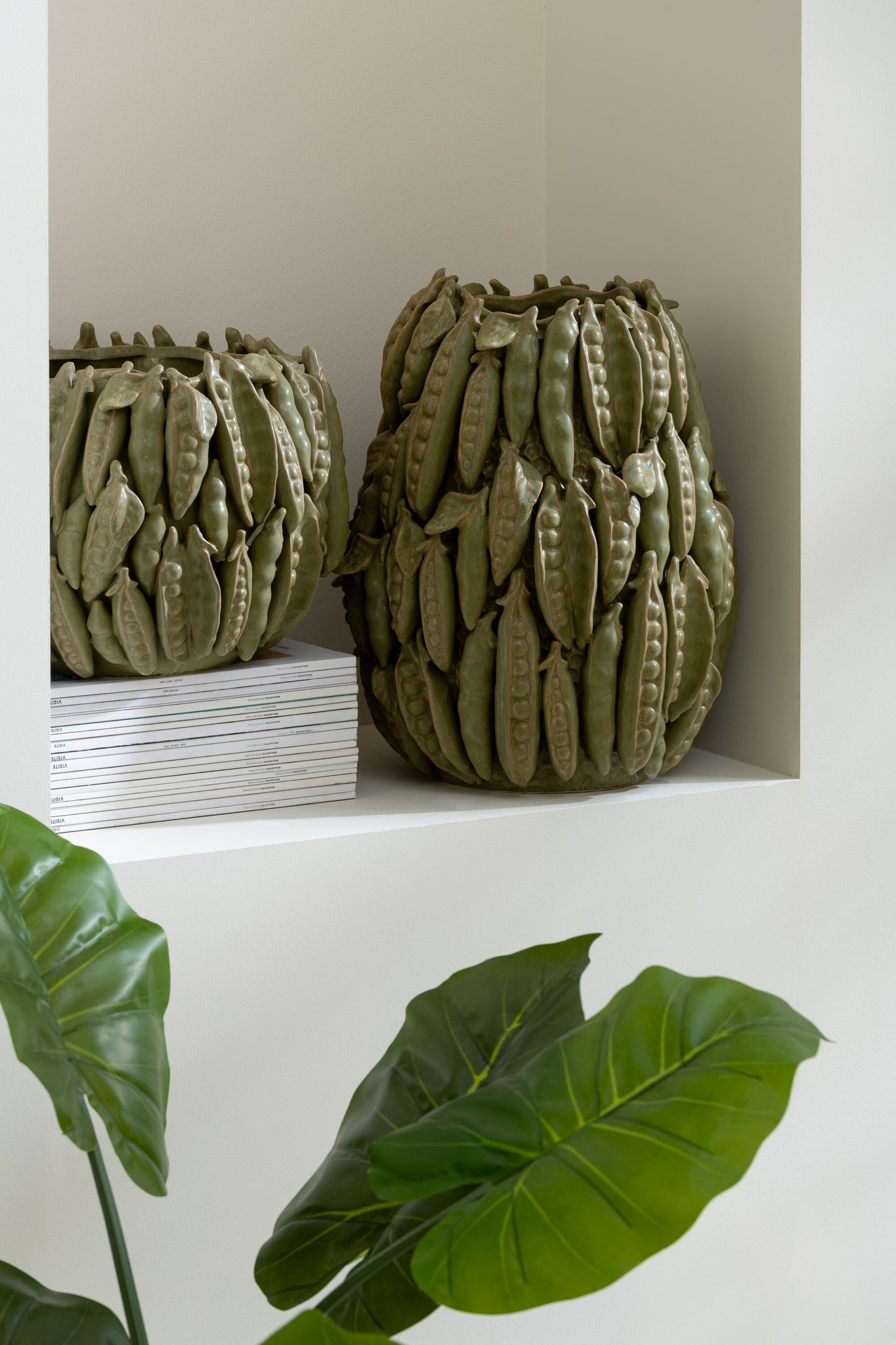 Vaas Botanica Bonen Breed Keramiek Groen