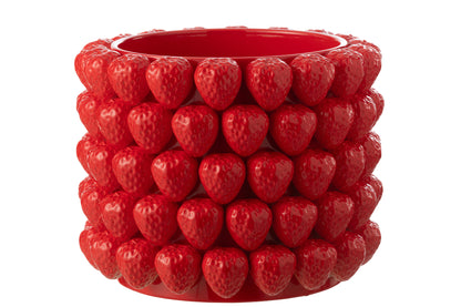 Bloempot Aardbeien Keramiek Rood Extra Large Ø 36.5 cm