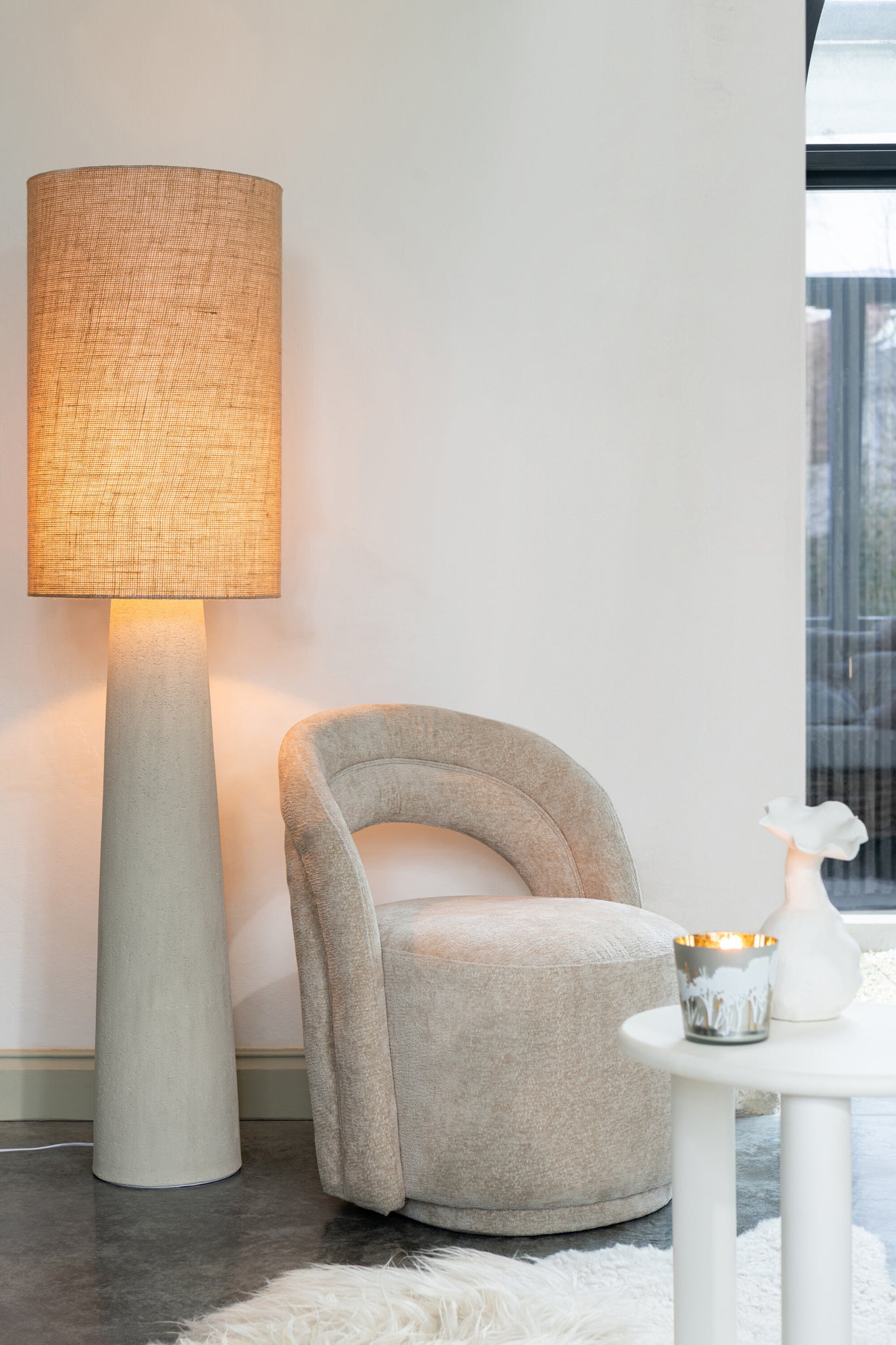 Vloerlamp Ava Glasvezel/Jute Naturel Small H140cm J-Line