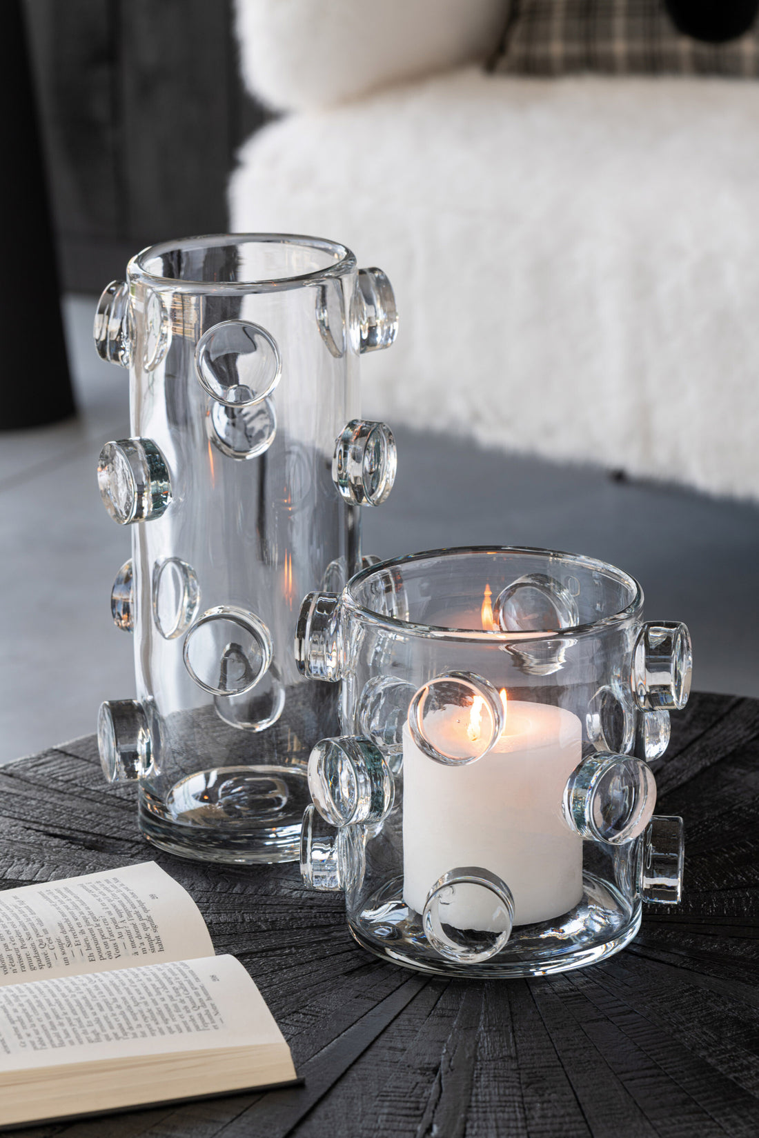 Vaas Pebbles Glas Transparent Large L18xB18cmxH36cm J-Line