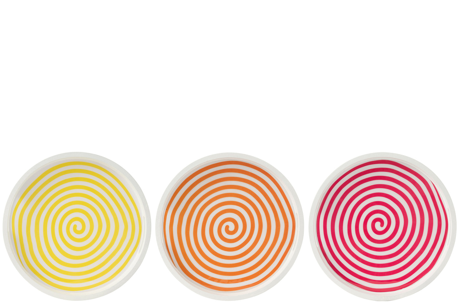 Dienblad Rond Mangohout Roze/Oranje/Geel Set van 3 J-Line