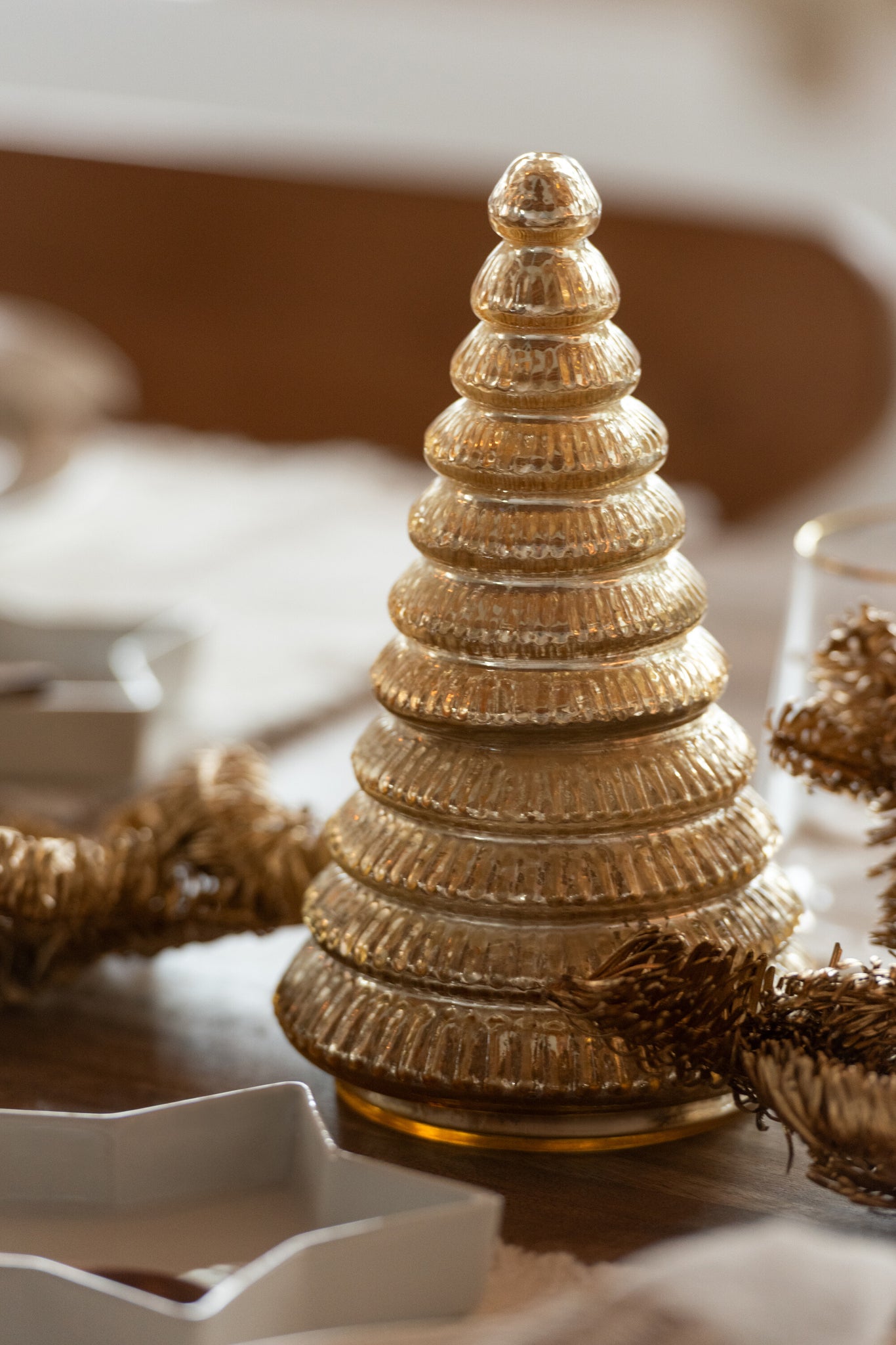 Geurkaars Boom Geribbeld Glas Goudkleurig Small J-Line