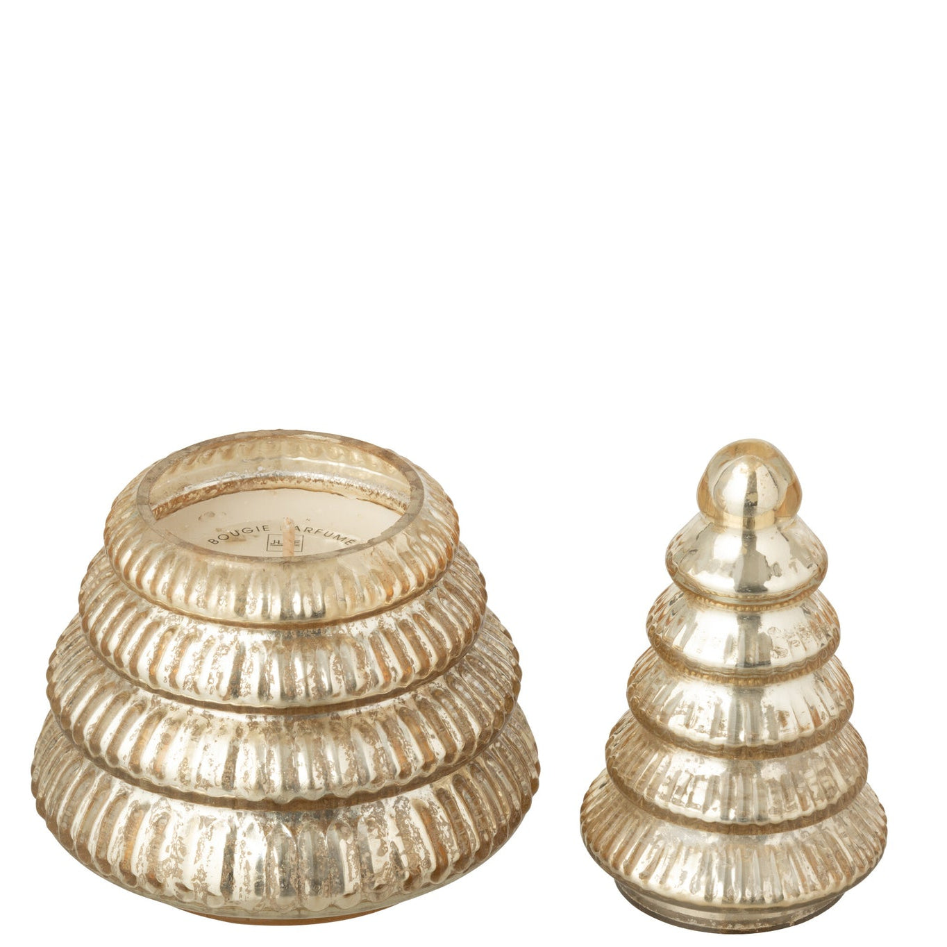 Geurkaars Boom Geribbeld Glas Goudkleurig Small J-Line