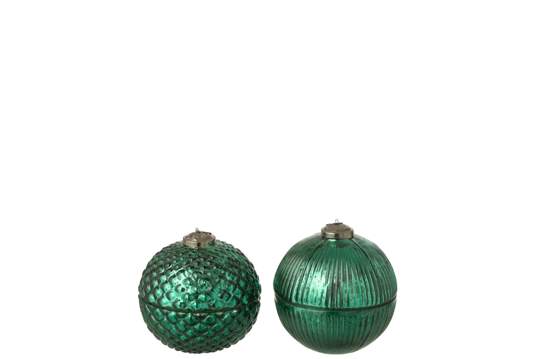 Geurkaars Kerstbal Glas Groen Small Set van 2 J-Line