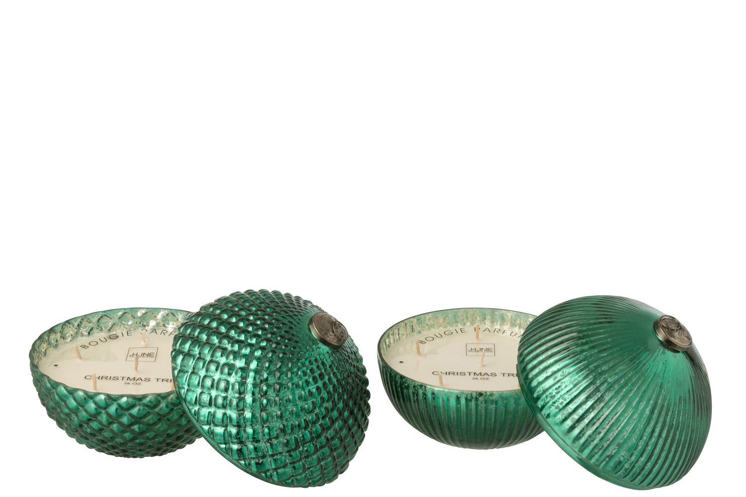 Geurkaars Kerstbal Glas Groen Large Set van 2 J-Line