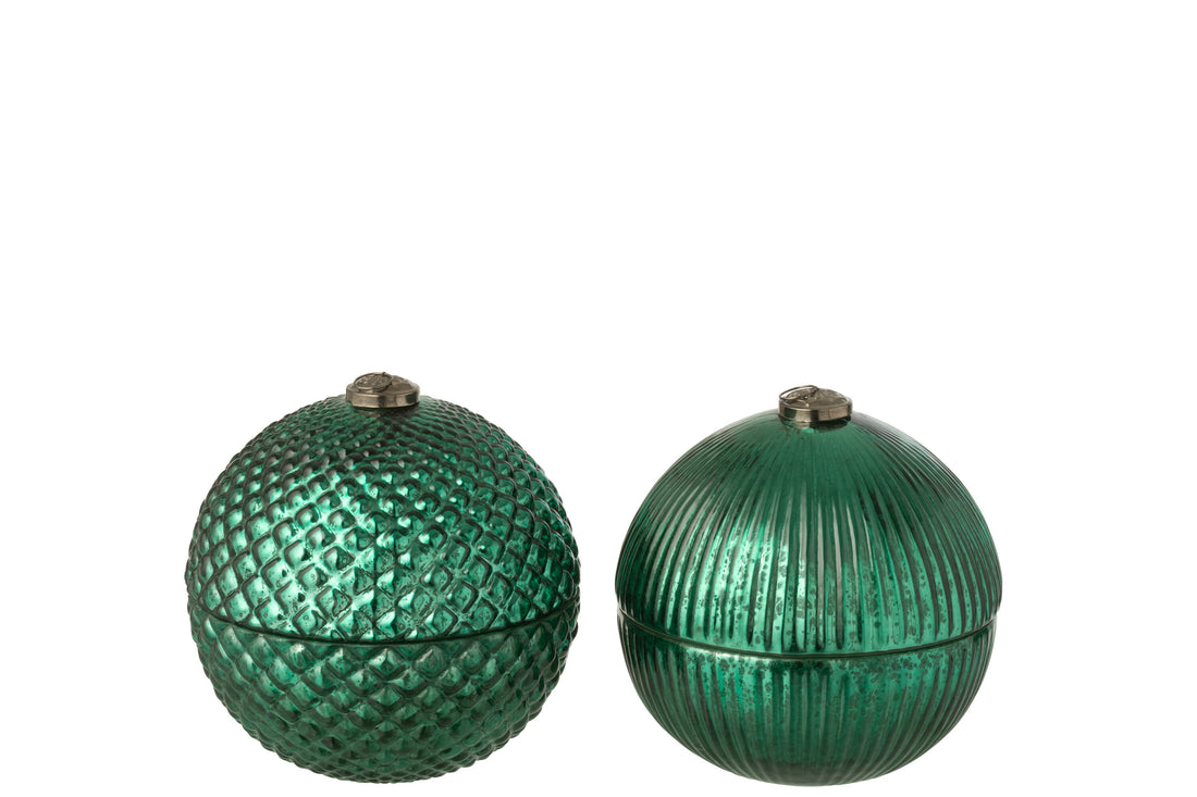Geurkaars Kerstbal Glas Groen Large Set van 2 J-Line