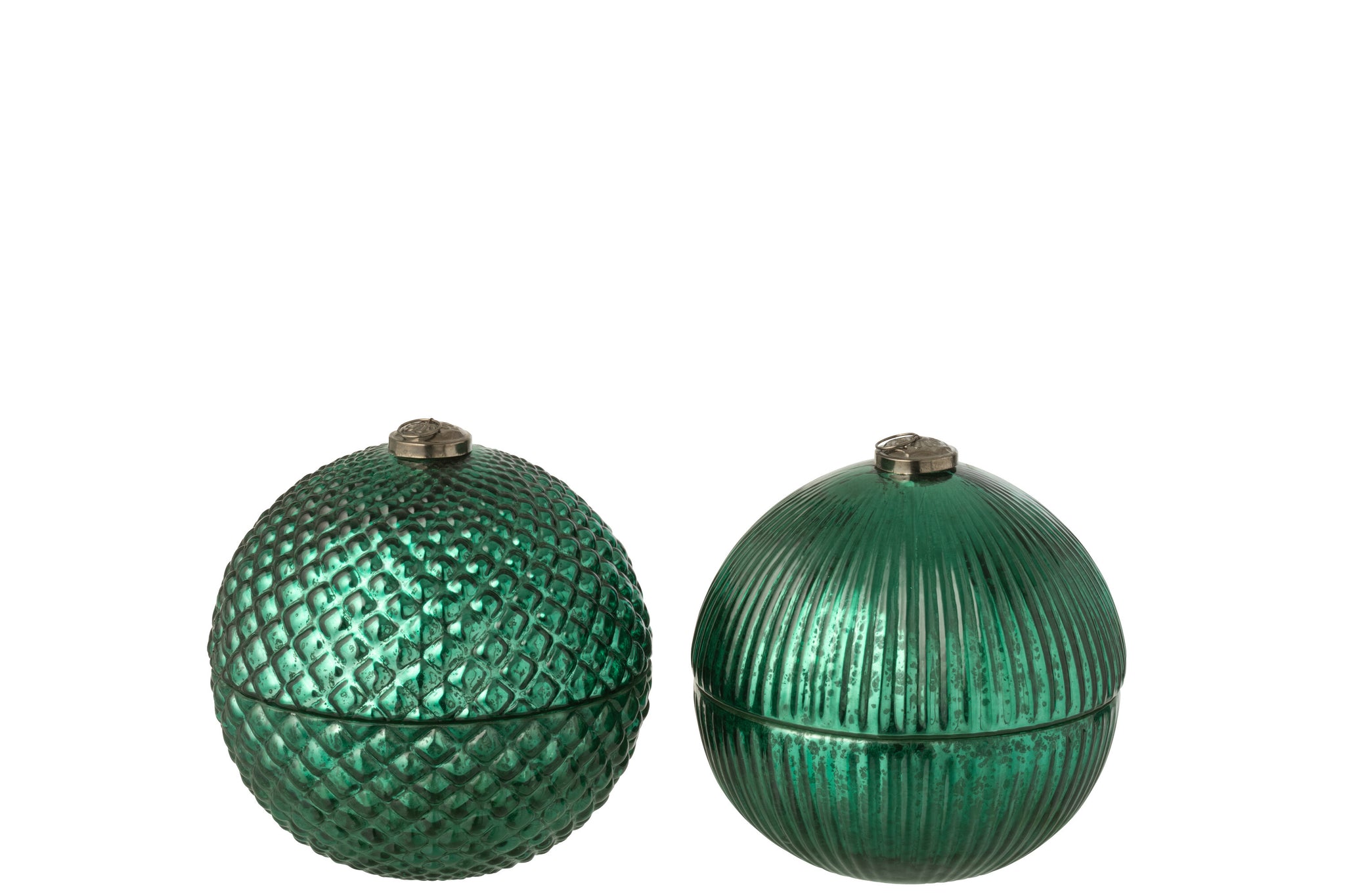 Geurkaars Kerstbal Glas Groen Large Set van 2 J-Line