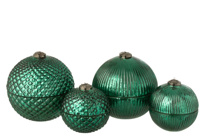 Geurkaars Kerstbal Glas Groen Large Set van 2 J-Line