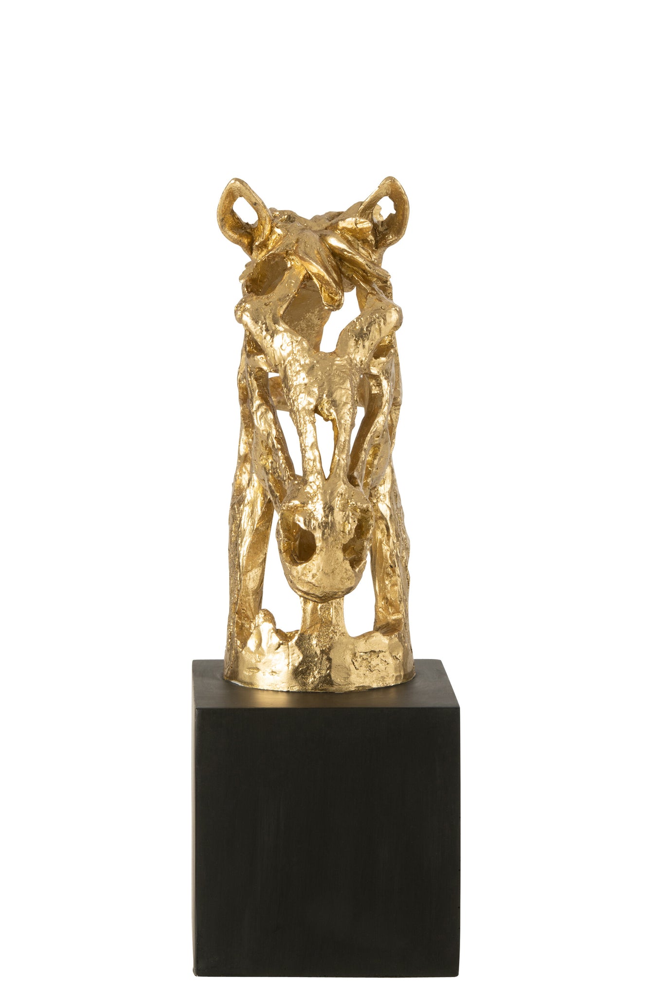 Paard Op Voet Polyresin Goudkleurig/Zwart Large J-Line