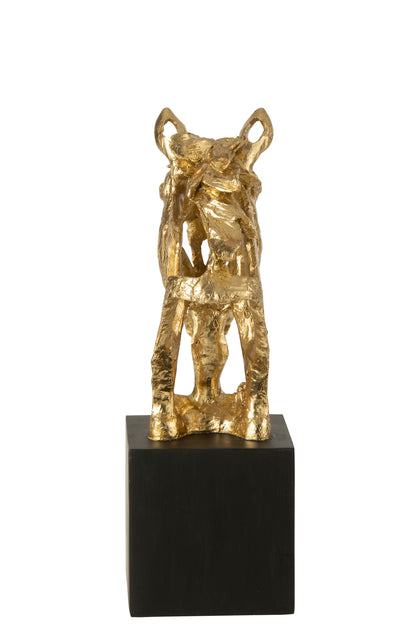 Paard Op Voet Polyresin Goudkleurig/Zwart Large J-Line