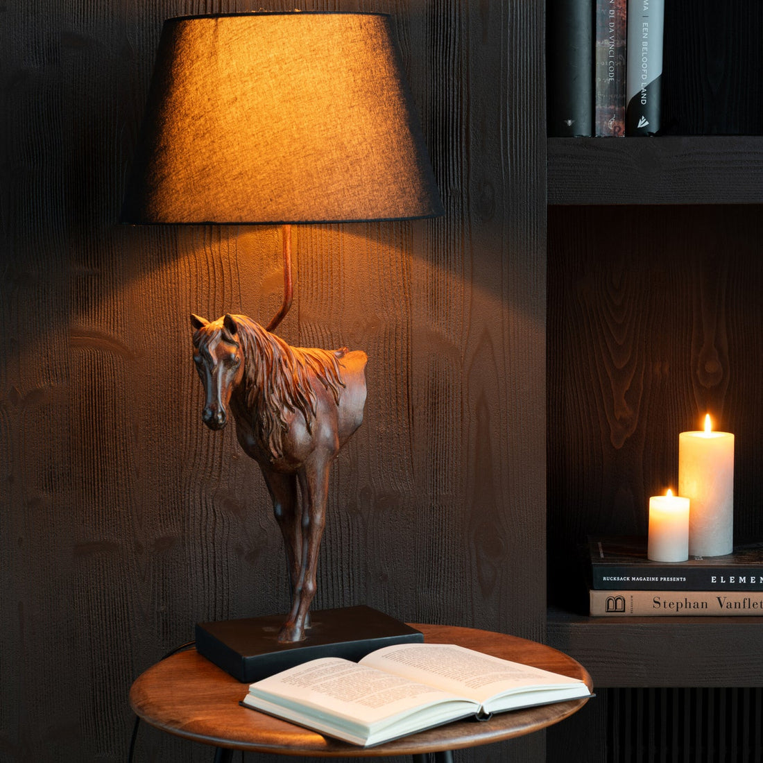 Tafellamp Paardenvoorkant Polyresin Donkerbruin J-Line