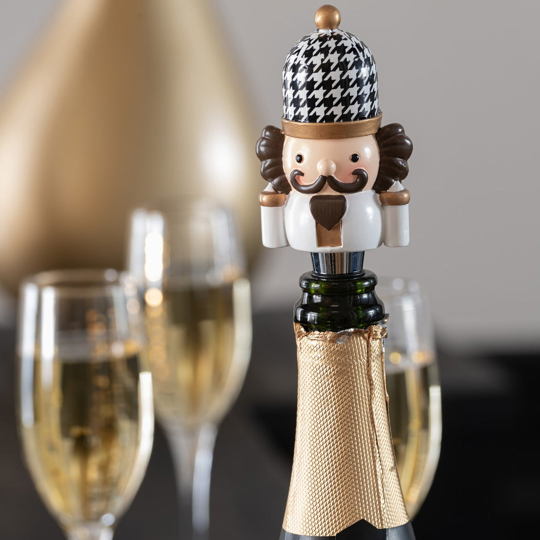 Doos Van 3 Flessenstop Pied-De-Poule Kalk Zwart/Wit J-Line