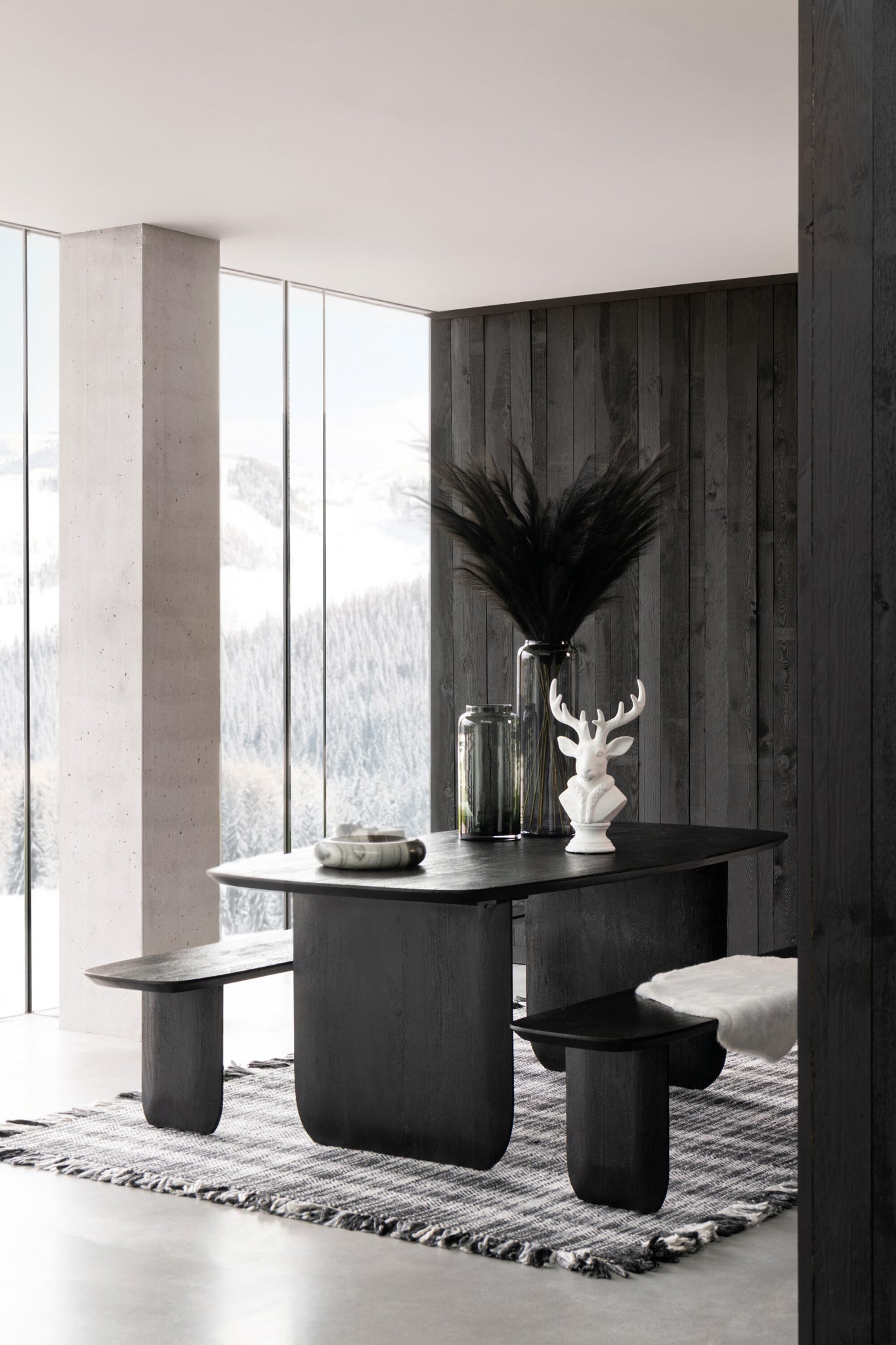 Eetkamertafel Acaciahout Zwart 190x100cm J-Line