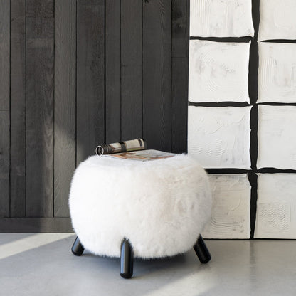 Krukje Wit met Houten Poten en Zachte Bontlook J-Line