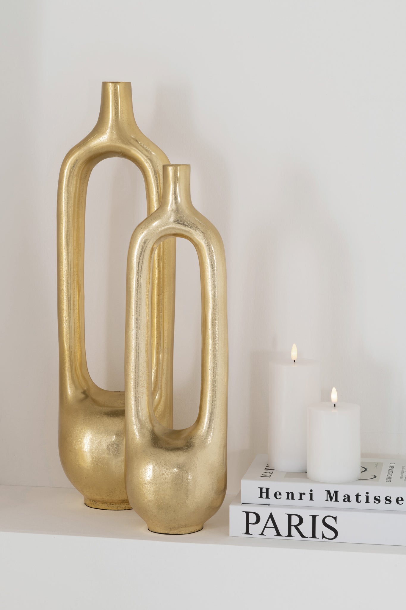 Vaas Holle Binnenkant Aluminium Goud Large L18cmxB14cmXH62cm J-Line