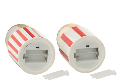 Tafellamp Gestreept Dolomiet Rood/Wit Assortiment Van 2 J-Line