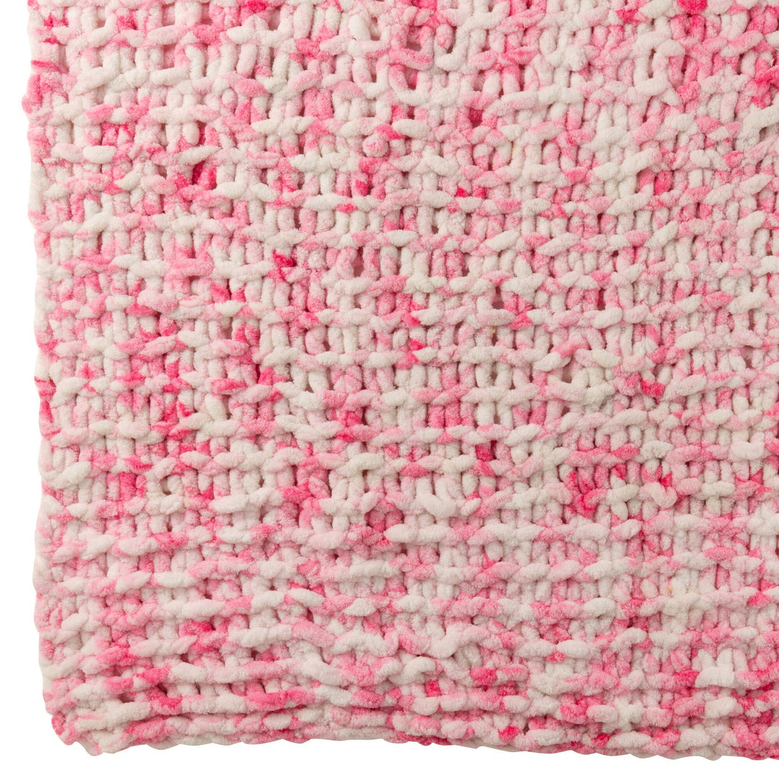 Deken Gebreeën Polyester Roze/Wit J-Line
