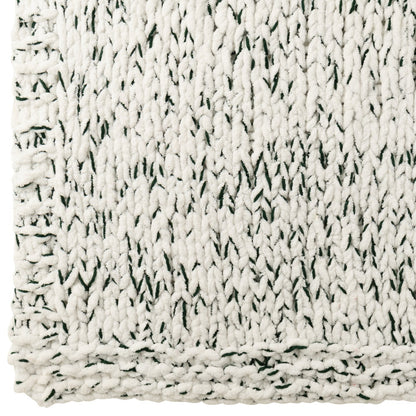 Deken Gebreeën Polyester Wit/Donkergroen J-Line