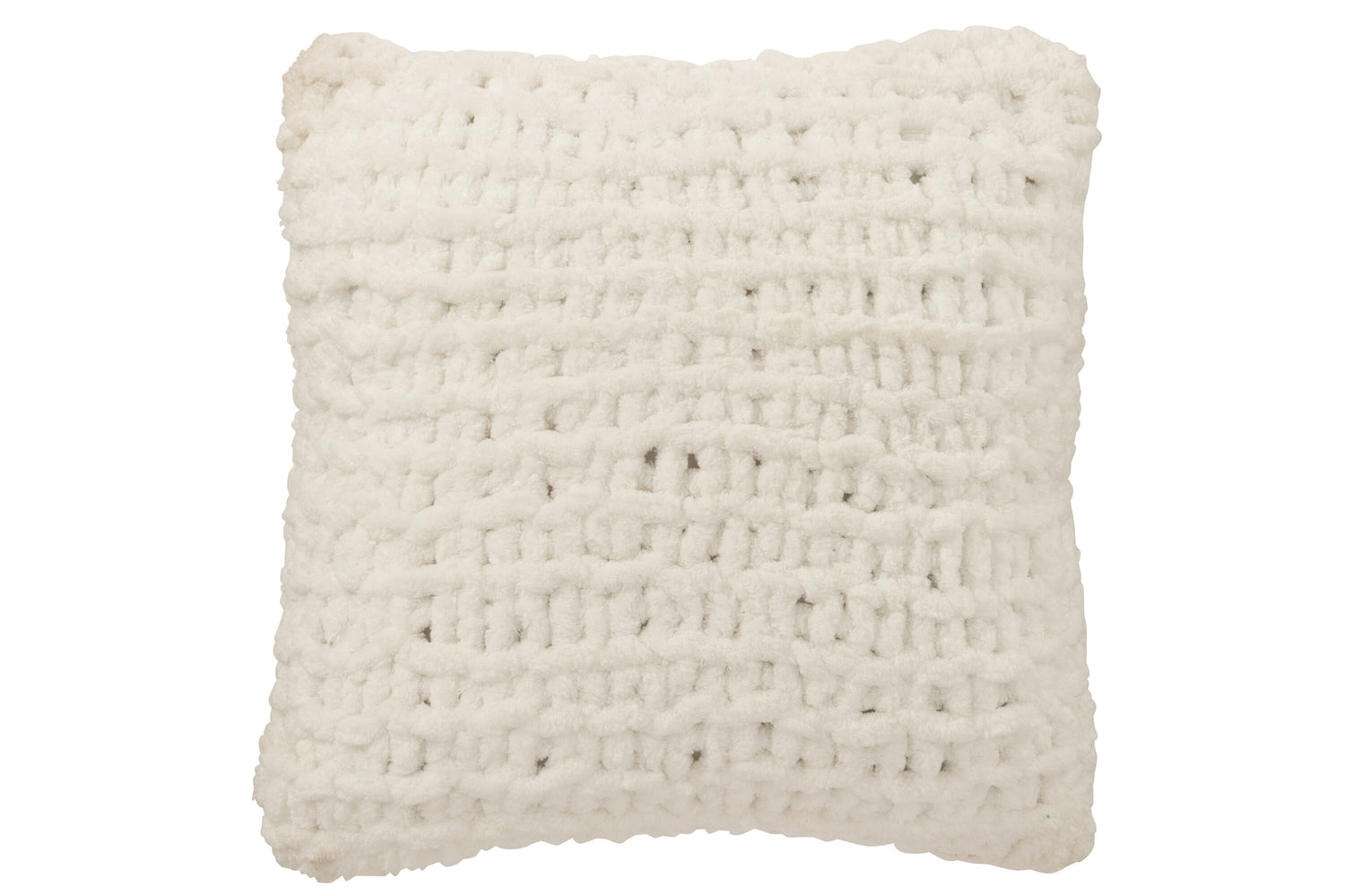 Kussen Gebreeën Polyester Wit/Kerstrood J-Line