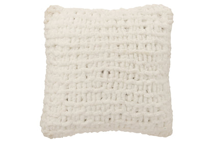 Kussen Gebreeën Polyester Wit/Kerstrood J-Line