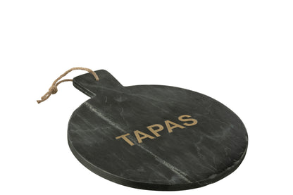 Kaasplank Rond Marmer Zwart/Goudkleurig J-Line