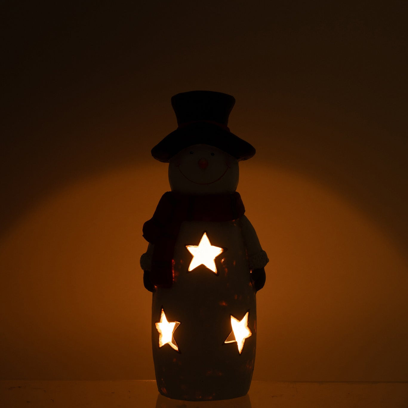 Theelichthouder Sneeuwman Sjaal + Hoed Magnesium Meerkleurig Small J-Line