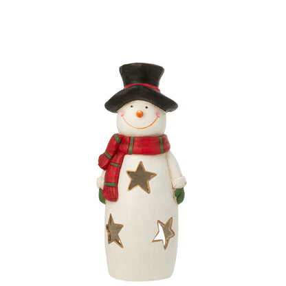 Theelichthouder Sneeuwman Sjaal + Hoed Magnesium Meerkleurig Small J-Line