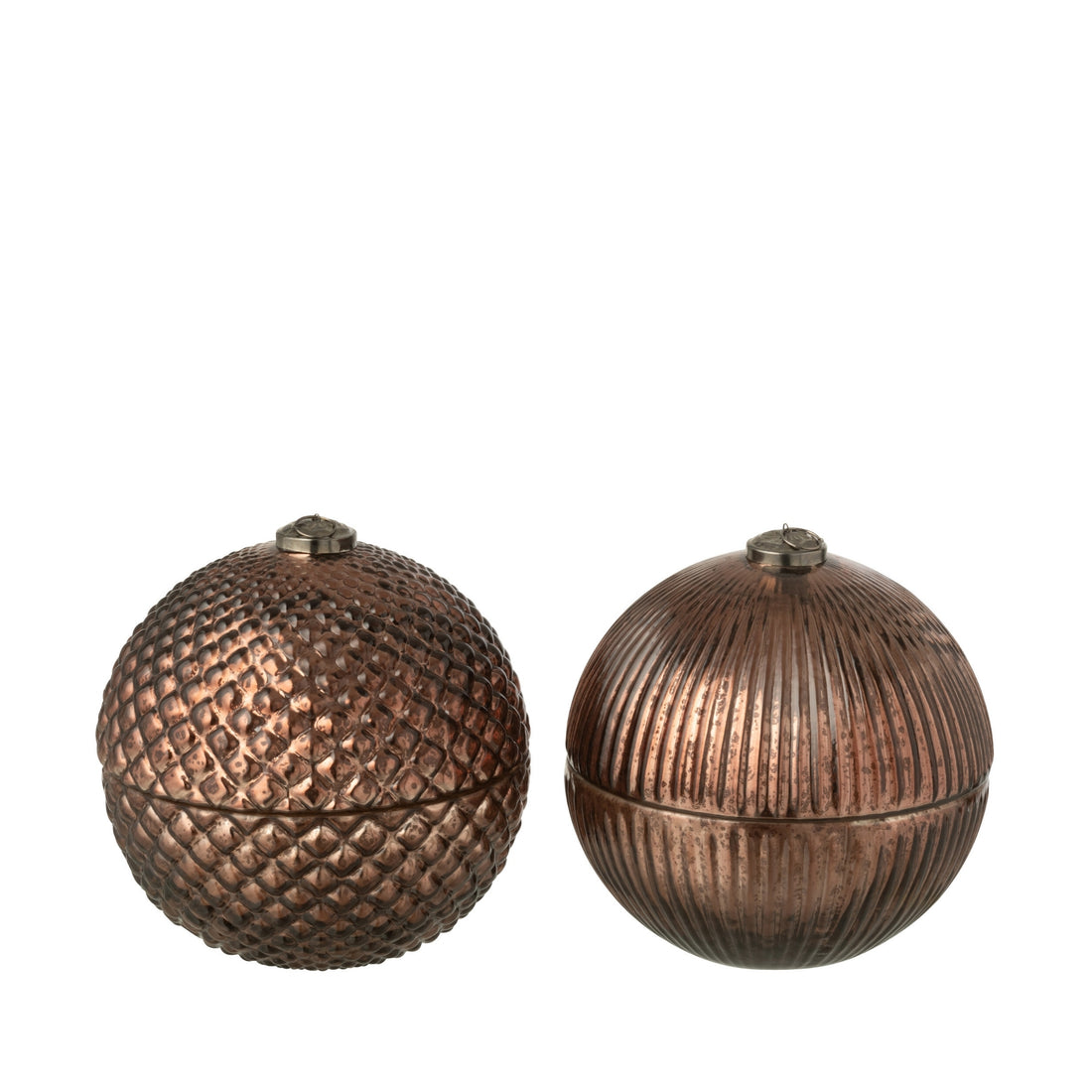 Geurkaars Kerstbal Glas Bruin Large J-Line Set van 2