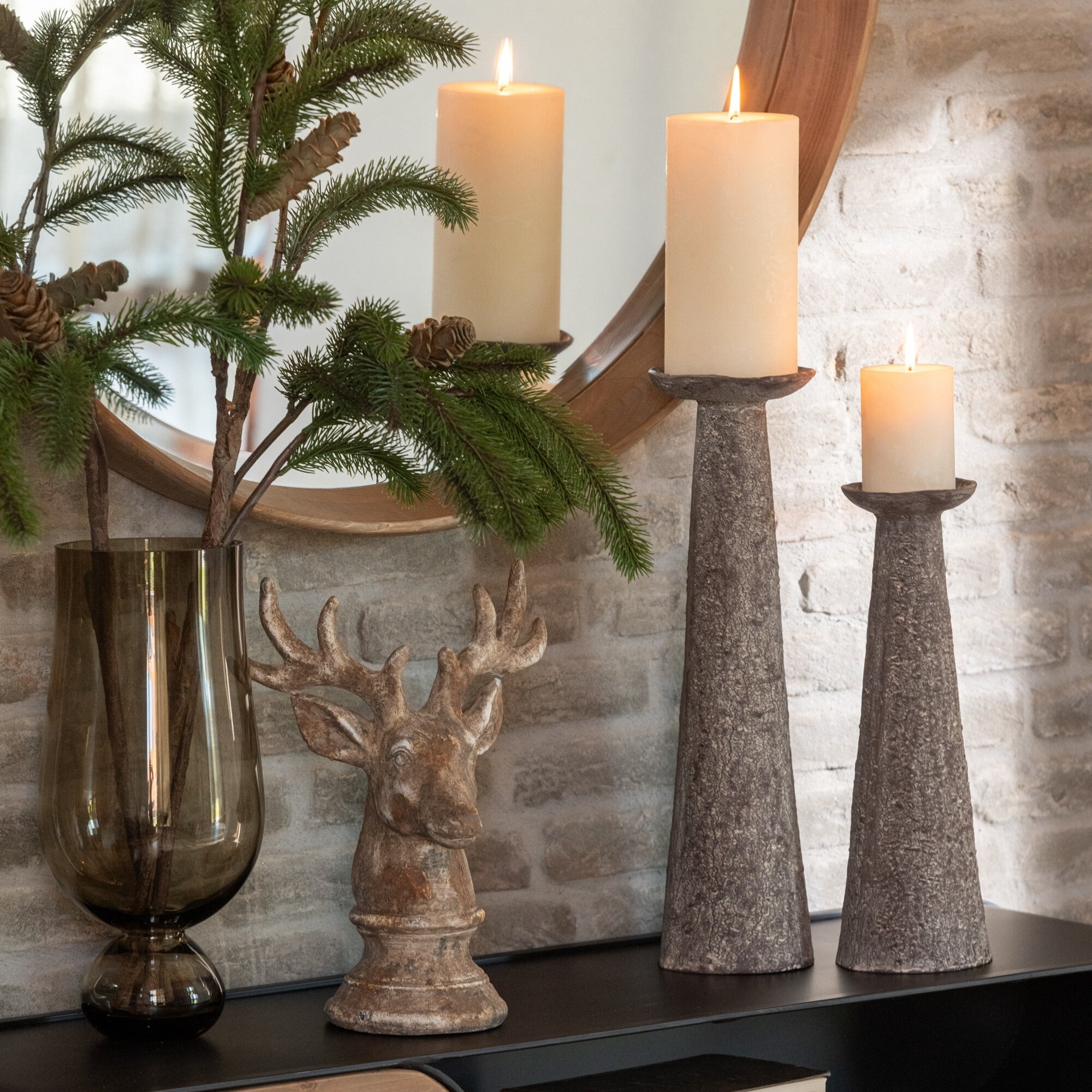 Kandelaars Bruin J-Line Set van 2