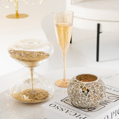 Windlicht Craquelé Glas Goudkleurig Set van 2 J-Line