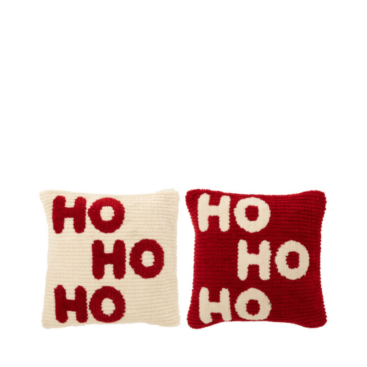 Kerst Set Plaid &amp; Kerstkussens HoHoHo Rood/Wit J-Line