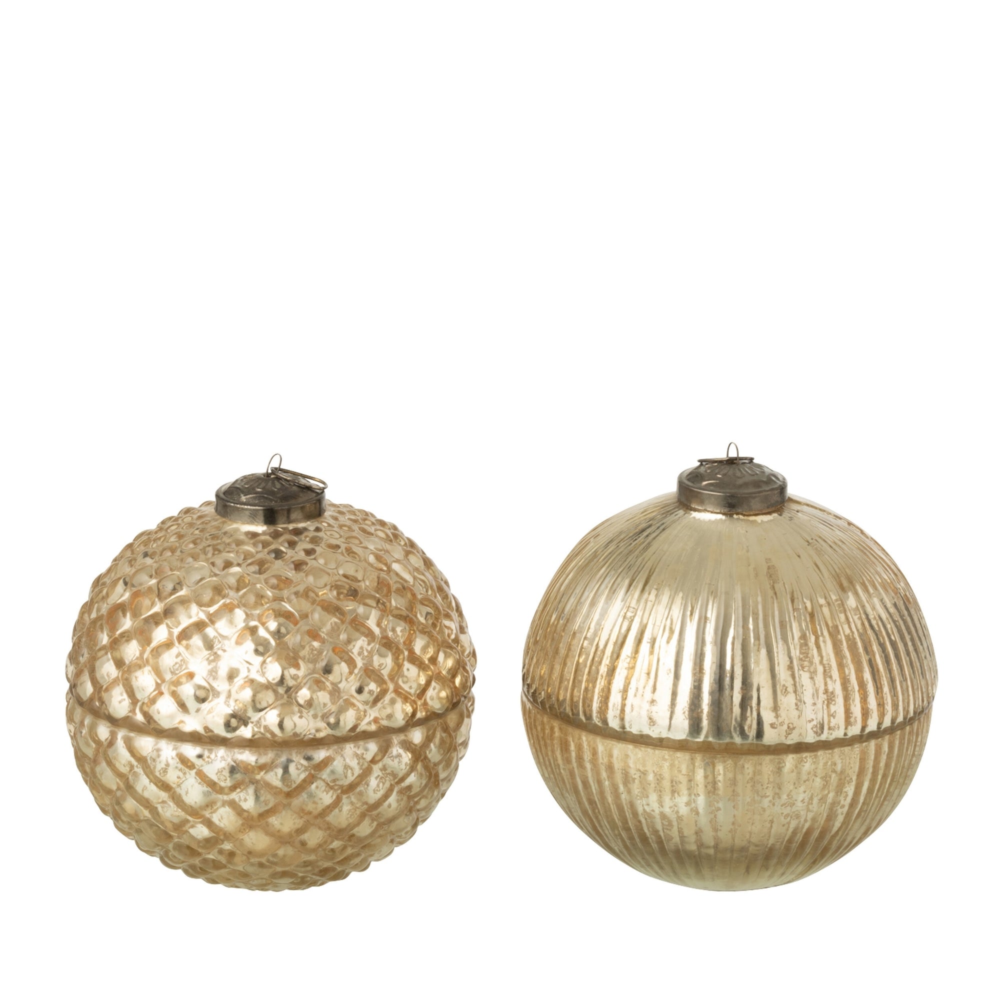 Geurkaars Kerstbal Glas Goud Large J-Line Set van 2