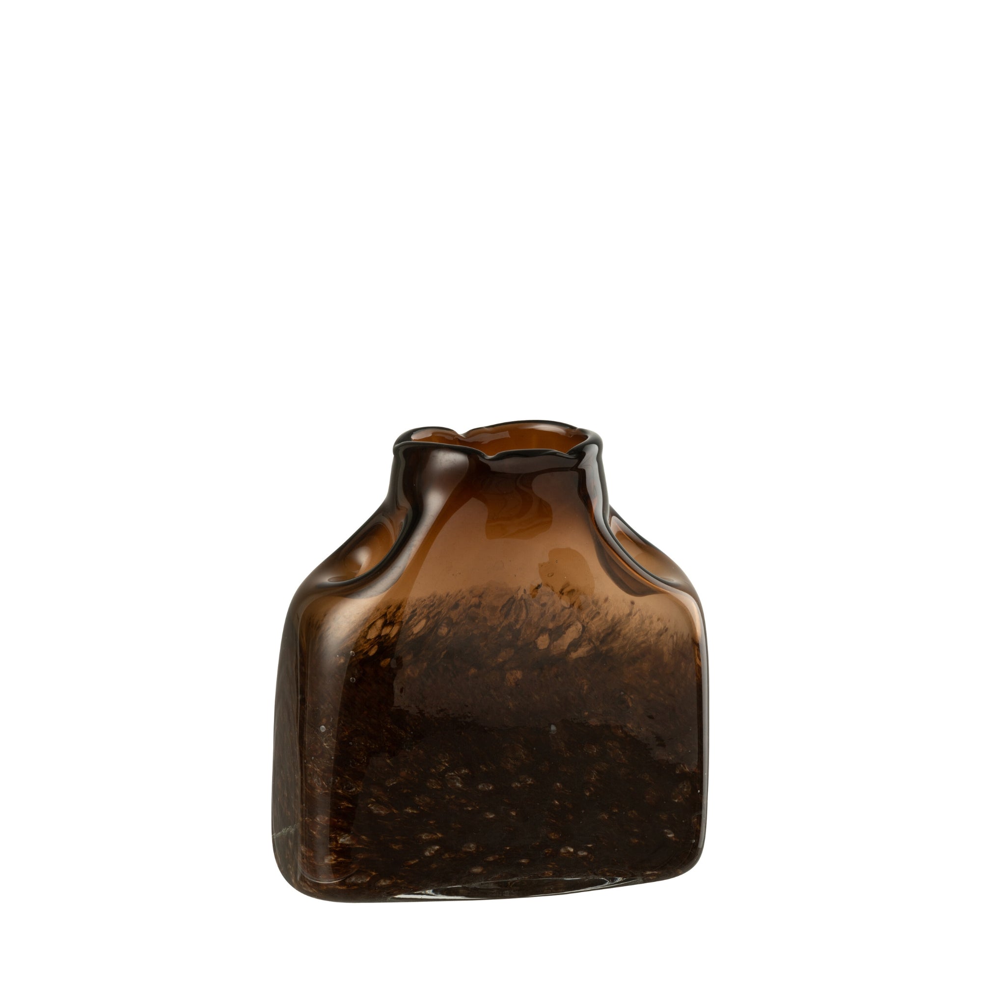 Donkerbruine Glazen Vaas Rechthoek J-Line Set van 2