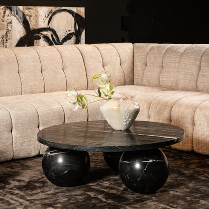 Diro Zwart Marmeren Salontafel Rond met Bolpoten PTMD