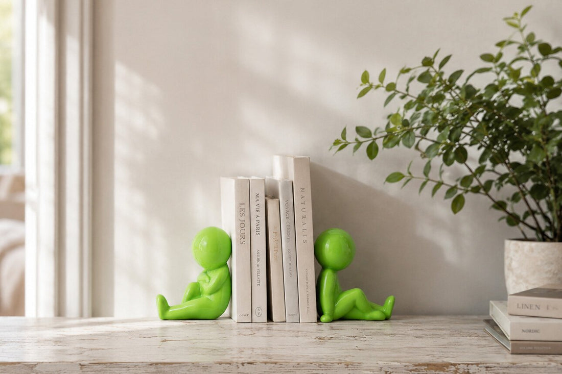 Set Van 2 Boekensteun Marcel Steengoed Groen J-Line